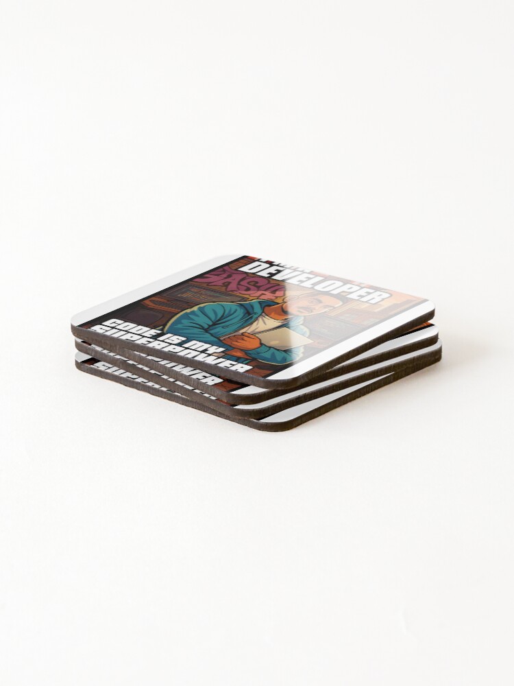 Thumbnail 4 of 5, Coasters (Set of 4), Developer Life – Coding & Tech Illustration designed and sold by shellymope.