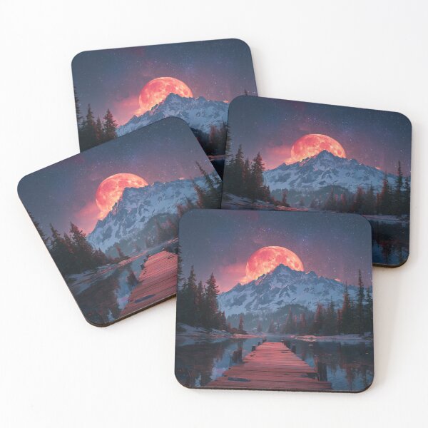 Item preview, Mountain Landscape And Red moon designed and sold by Rtymer.