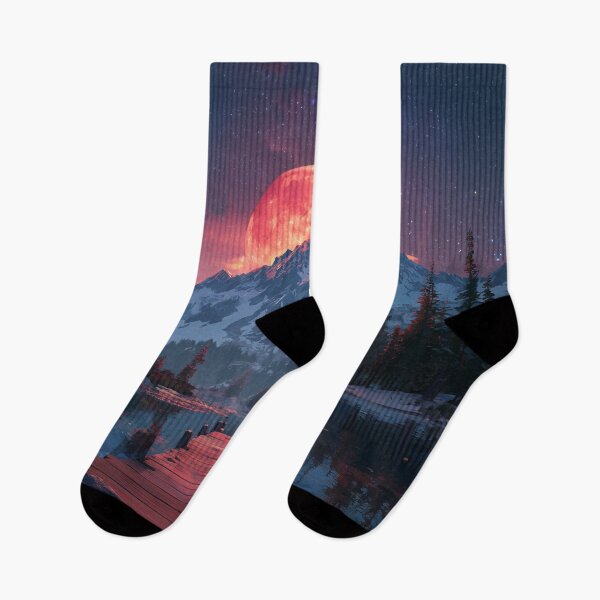 Item preview, Mountain Landscape And Red moon designed and sold by Rtymer.