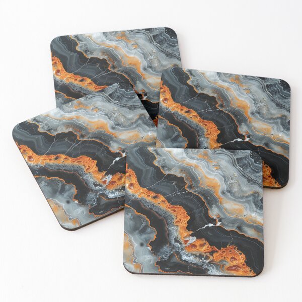 Artikelvorschau, Abstract Marble Pattern with Orange and Black Veins entworfen und verkauft von Nest & Thread.
