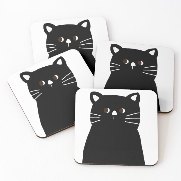 Item preview, Cute Black Cat with White Whiskers Illustration designed and sold by OuOi.