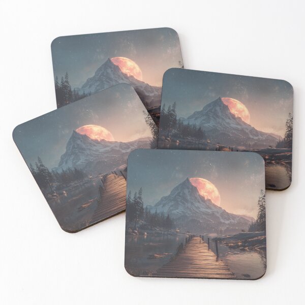 Item preview, Mountain Landscape And Red moon designed and sold by Rtymer.