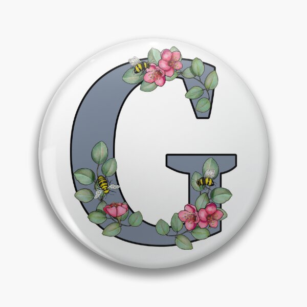 Item preview, Letter G, Decorated Initial, Eucalyptus Leaves, Pink Flowers, Bees designed and sold by JoyfulWhimsy.