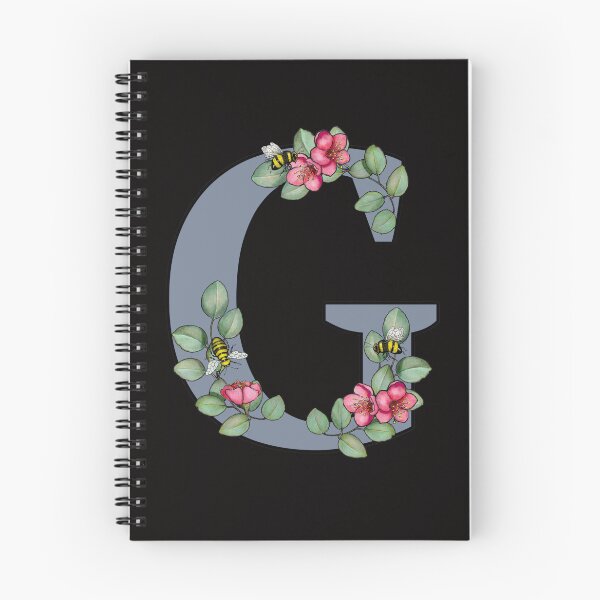 Item preview, Letter G, Decorated Initial, Eucalyptus Leaves, Pink Flowers, Bees designed and sold by JoyfulWhimsy.