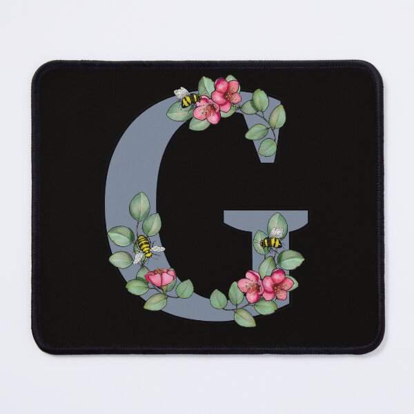Item preview, Letter G, Decorated Initial, Eucalyptus Leaves, Pink Flowers, Bees designed and sold by JoyfulWhimsy.