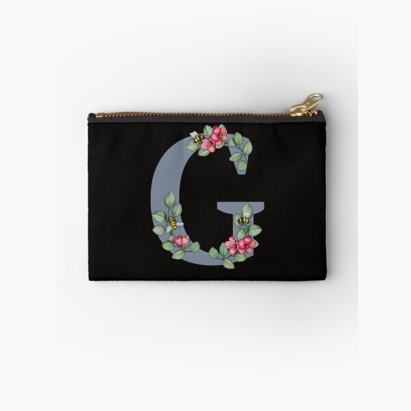 Item preview, Letter G, Decorated Initial, Eucalyptus Leaves, Pink Flowers, Bees designed and sold by JoyfulWhimsy.