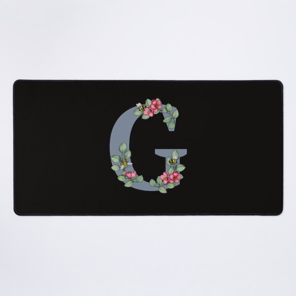 Item preview, Letter G, Decorated Initial, Eucalyptus Leaves, Pink Flowers, Bees designed and sold by JoyfulWhimsy.