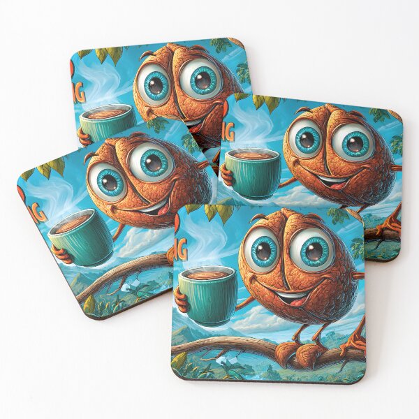 Item preview, Cheerful cartoon Coffee Bean enjoying morning coffee designed and sold by Artessie.