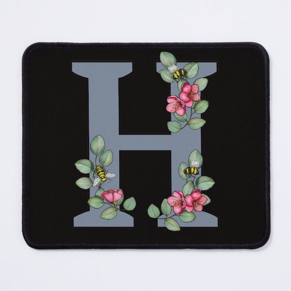 Item preview, Letter H, Decorated Initial, Eucalyptus Leaves, Pink Flowers, Bees designed and sold by JoyfulWhimsy.