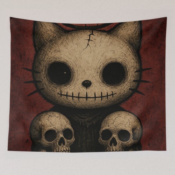 Item preview, Hello kitty: creepy character in black robe holding skulls in both hands designed and sold by art-emissa.