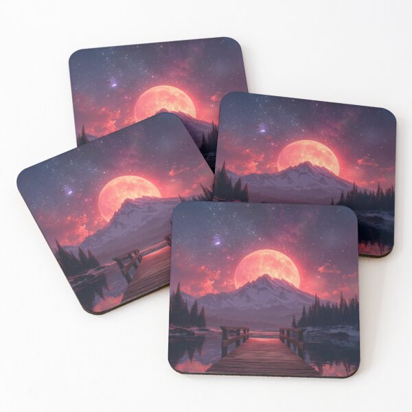 Item preview, Mountain Landscape And Red moon designed and sold by Rtymer.