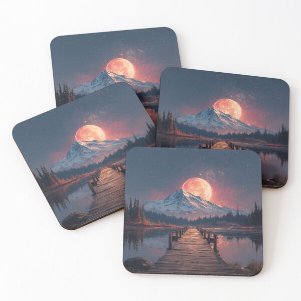 Item preview, Mountain Landscape And Red moon designed and sold by Rtymer.