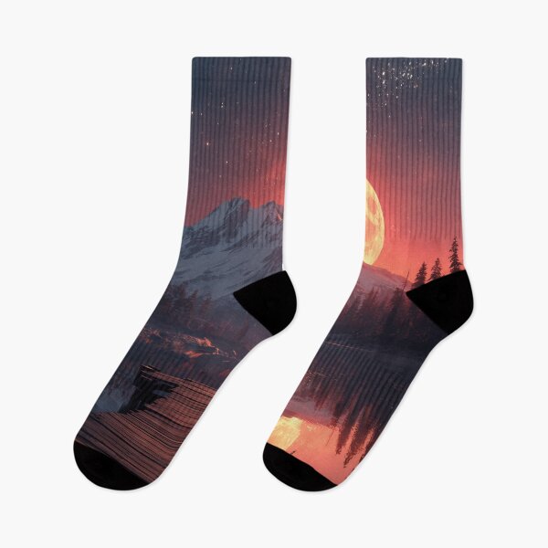 Item preview, Mountain Landscape And Red moon designed and sold by Rtymer.