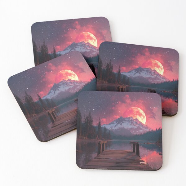 Item preview, Mountain Landscape And Red moon designed and sold by Rtymer.