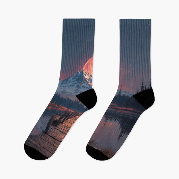 Item preview, Mountain Landscape And Red moon designed and sold by Rtymer.