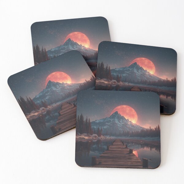 Item preview, Mountain Landscape And Red moon designed and sold by Rtymer.