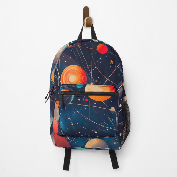 Item preview, Geometric Planetary Network: Modern Cosmic Architecture in Vibrant Orange and Turquoise designed and sold by Nest & Thread.