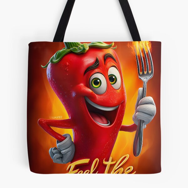 Item preview, Cheerful Chili Pepper with Fork and Flames designed and sold by Artessie.