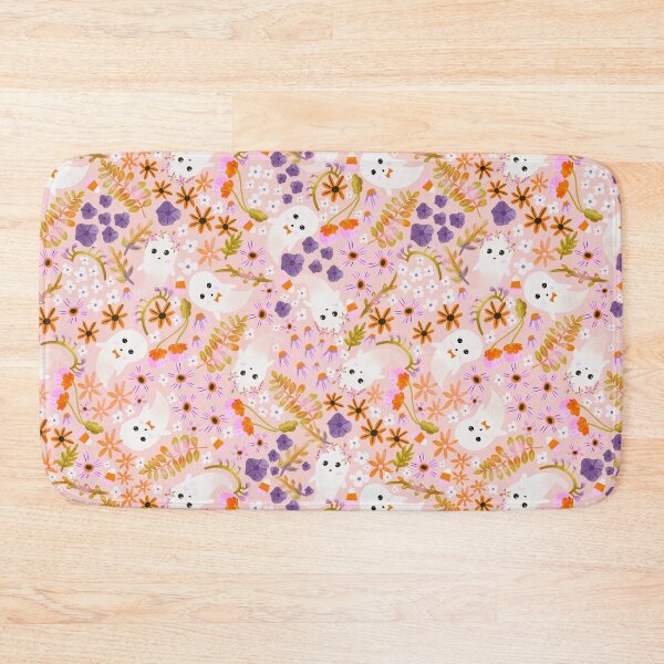 Item preview, Cute Halloween Ghosts in Bright Florals &Cottage Look &purple pink on cream designed and sold by aneladesigns.