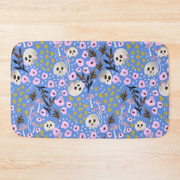 Item preview, Cute Spooky Skulls & Florals - Halloween Whimsical Gothic in blue &pink  designed and sold by aneladesigns.