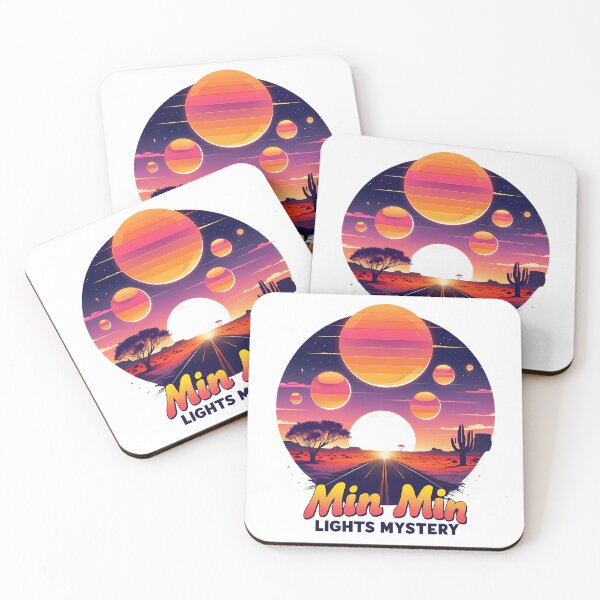 Item preview, Min Min Lights Mystery – Retro Sunset Vector Outback Folklore UFO Ghost Lights Illustration designed and sold by LoliDesignShop.