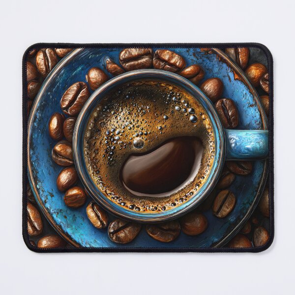 Item preview, Rich Coffee in Blue Cup Surrounded by Beans designed and sold by Artessie.