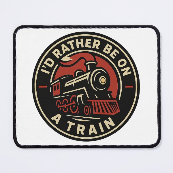 Item preview, I’d Rather Be on a Train – Vintage Steam Locomotive Railway Design designed and sold by Harprints.Studio.