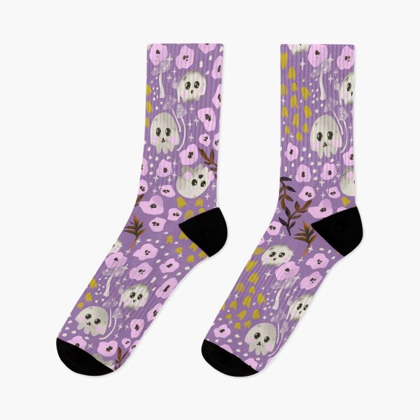 Item preview, Cute Spooky Skulls & Florals - Halloween Whimsical Gothic in mauve &lilac designed and sold by aneladesigns.