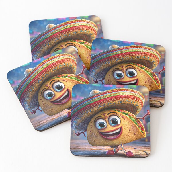 Item preview, Cheerful cartoon taco in colorful setting with sombrero designed and sold by Artessie.