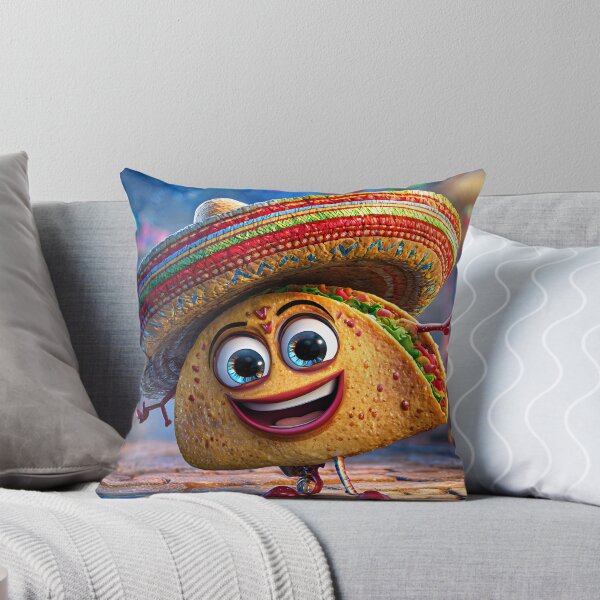 Item preview, Cheerful cartoon taco in colorful setting with sombrero designed and sold by Artessie.