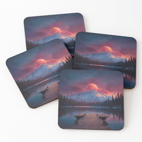 Item preview, Mountain Landscape And Red moon designed and sold by Rtymer.