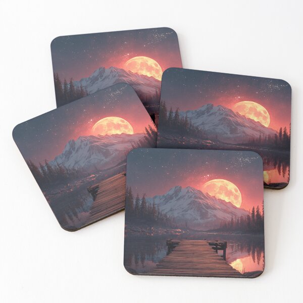 Item preview, Mountain Landscape And Red moon designed and sold by Rtymer.