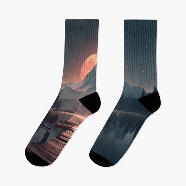 Item preview, Mountain Landscape And Red moon designed and sold by Rtymer.