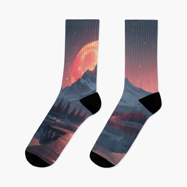 Item preview, Mountain Landscape And Red moon designed and sold by Rtymer.