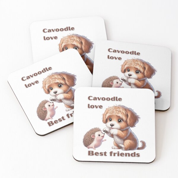 Item preview, Cavapoo love, Best friends cavoodle and hedgehog designed and sold by OhMyCotton.