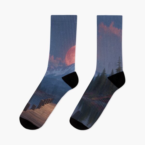 Item preview, Mountain Landscape And Red moon designed and sold by Rtymer.
