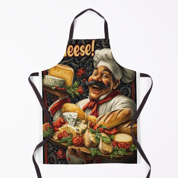 Item preview, Cheerful Chef Holding Assorted Cheeses and Bread designed and sold by Artessie.