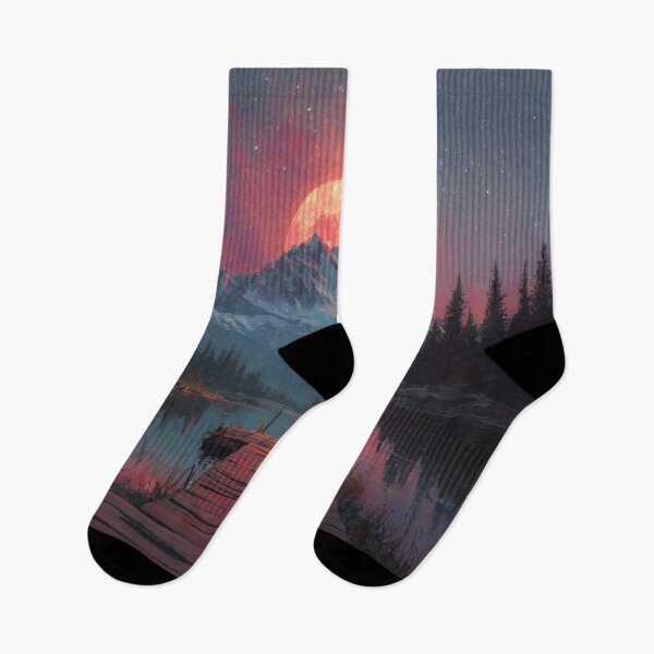 Item preview, Mountain Landscape And Red moon designed and sold by Rtymer.