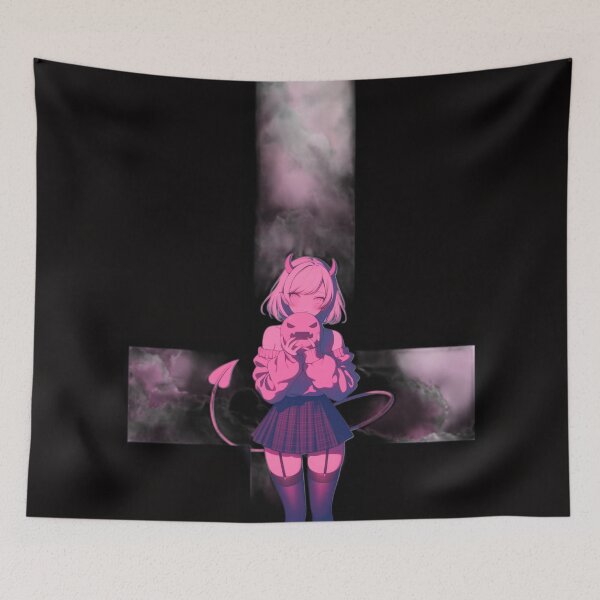 Item preview, upside down anime demon designed and sold by CursedbyLilith.
