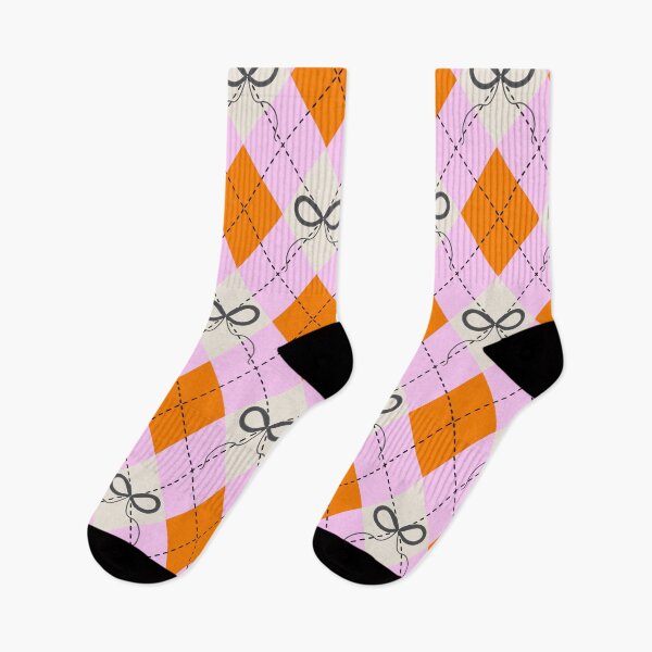 Item preview, Pink Preppy Halloween Argyle & Coquette Aesthetic Bows orange cream large designed and sold by aneladesigns.