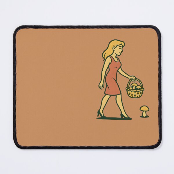 Item preview, Mushroom Hunt Lady – Retro Style Nature Illustration designed and sold by AgonGM.