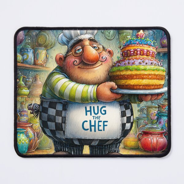 Item preview, Charming Chef Holding a Colorful Birthday Cake designed and sold by Artessie.