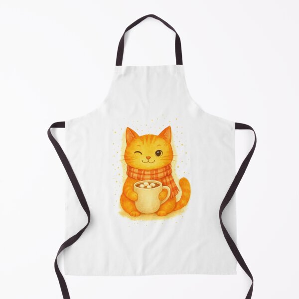 Aperçu de l'œuvre Chat qui fait un clin d'œil avec du chocolat chaud - Design d'automne douillet créée et vendue par Liv Solara.