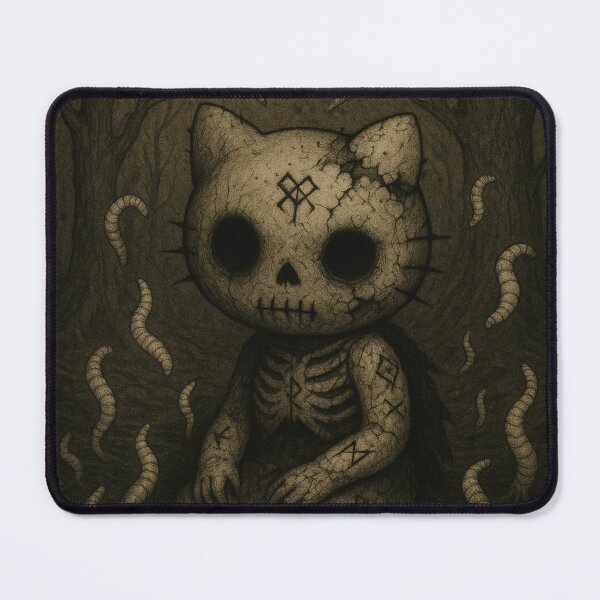 Item preview, Hello kitty: creepy character kneeling in a dark forest surrounded by worms designed and sold by art-emissa.