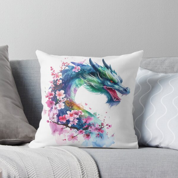 Item preview, Water dragon with bright cherry blossoms - blue dragon designed and sold by LiskoDesign.
