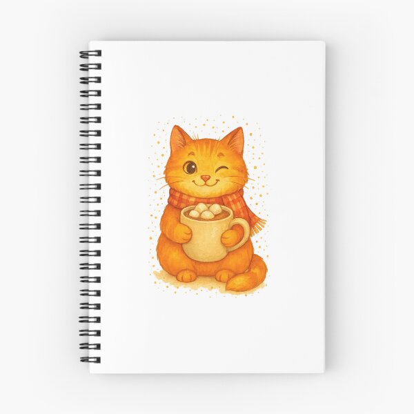 Item preview, Cozy Autumn Cat - Winking Ginger Cat with Hot Chocolate designed and sold by Liv Solara.