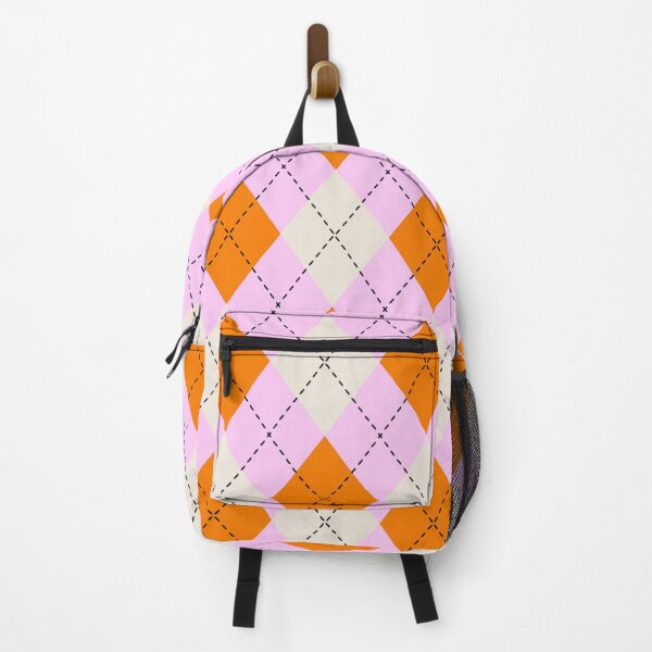 Item preview, Pink Preppy Halloween Argyle in Coquette Aesthetic orange cream designed and sold by aneladesigns.