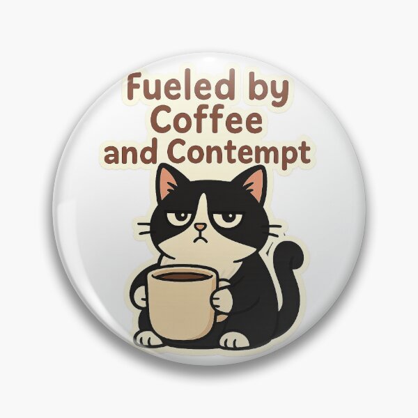 Item preview, Fueled by Coffee and Contempt – Tuxedo Cat designed and sold by anabear-art.