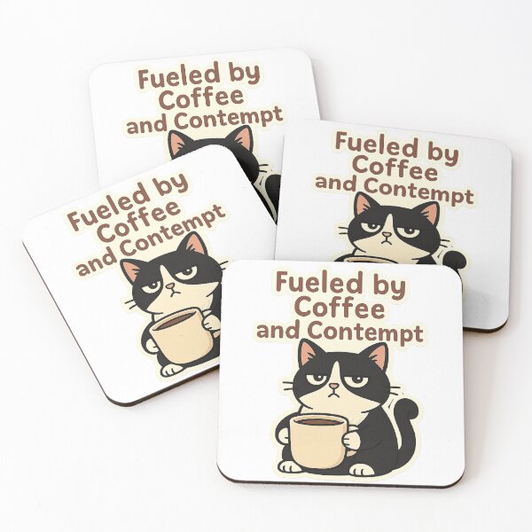 Item preview, Fueled by Coffee and Contempt – Tuxedo Cat designed and sold by anabear-art.