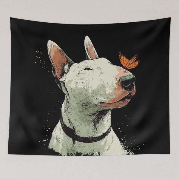 Item preview, Happy Bull Terrier with butterfly designed and sold by drizzd.